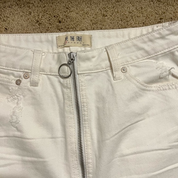 NWOT {We The Free} by Free People zip it up mini white distressed denim skirt. - Picture 8 of 15